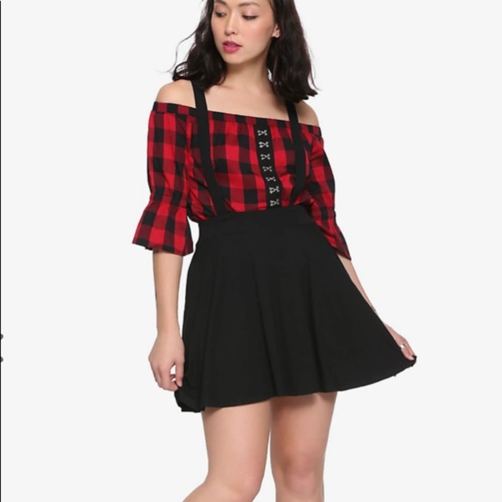 HOTTOPIC Black Suspender Circle Skirt, Large